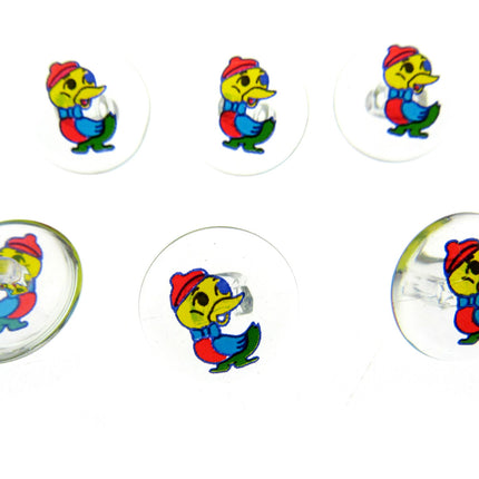 Children's Animal Buttons Round Kids Character Crystal Shank Buttons 15mm CG7 - ThreadandTrimmings