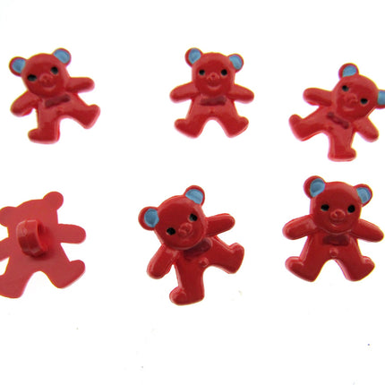 Bright Teddy Bear Animal Buttons Hand Painted Details Plastic 20mm x 15mm CN10