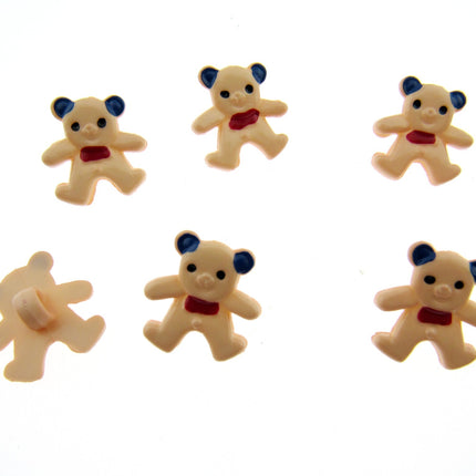 Bright Teddy Bear Animal Buttons Hand Painted Details Plastic 20mm x 15mm CN10