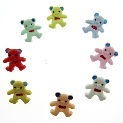 Bright Teddy Bear Animal Buttons Hand Painted Details Plastic 20mm x 15mm CN10