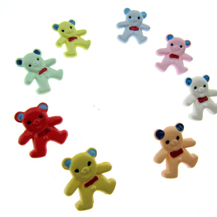 Bright Teddy Bear Animal Buttons Hand Painted Details Plastic 20mm x 15mm CN10