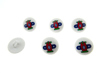 Children's Printed Characters Buttons on a White Bevelled Shank - 15mm - CG4
