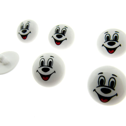 Cute Kids Animal Buttons Baby Buttons Children Round White Shank Button 15mm CG4 - ThreadandTrimmings