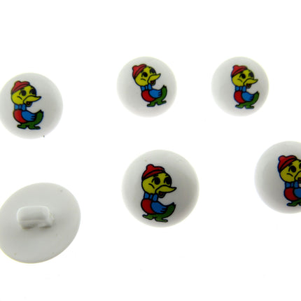 Cute Kids Animal Buttons Baby Buttons Children Round White Shank Button 15mm CG4 - ThreadandTrimmings