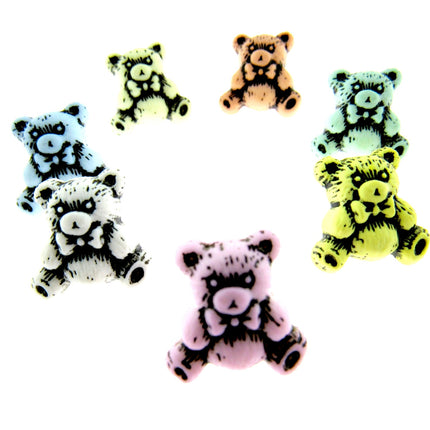 Pastel Teddy Bear Buttons Etched Buttons With Shank 15mm 7 Colours CN9