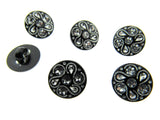 Black Round Diamante Flower Shank Button - 15mm/18mm/20mm - CX7