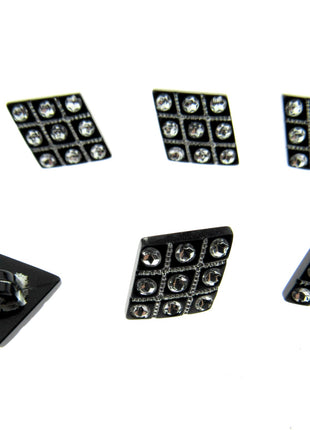Black Diamante Buttons Diamond Shaped Shank Buttons 15mm/18mm/20mm - CX2