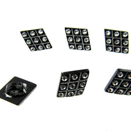 Black Diamante Buttons Diamond Shaped Shank Buttons 15mm/18mm/20mm - CX2