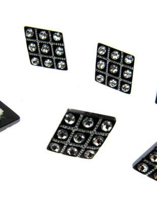 Black Diamante Buttons Diamond Shaped Shank Buttons 15mm/18mm/20mm - CX2