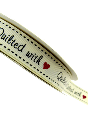 Bertie's Ivory "Quilted With Love" - 16mm Wide - Grosgrain - BTB040