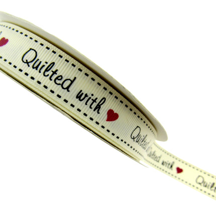 Bertie's Ivory "Quilted With Love" - 16mm Wide - Grosgrain - BTB040