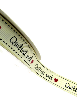 Bertie's Ivory "Quilted With Love" - 16mm Wide - Grosgrain - BTB040