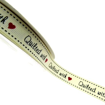 Bertie's Ivory "Quilted With Love" - 16mm Wide - Grosgrain - BTB040