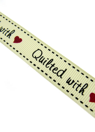 Bertie's Ivory "Quilted With Love" - 16mm Wide - Grosgrain - BTB040