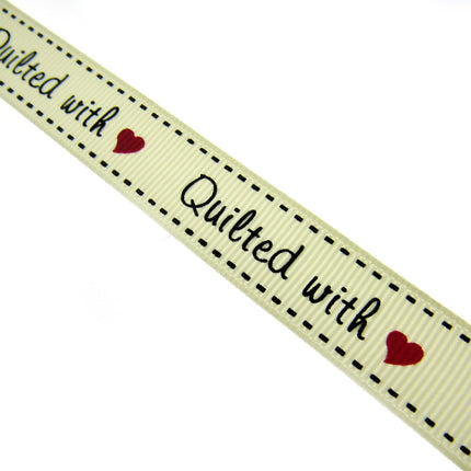 Bertie's Ivory "Quilted With Love" - 16mm Wide - Grosgrain - BTB040