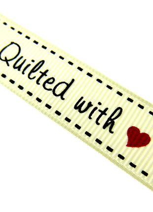 Bertie's Ivory "Quilted With Love" - 16mm Wide - Grosgrain - BTB040
