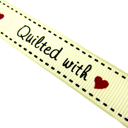 Bertie's Ivory "Quilted With Love" - 16mm Wide - Grosgrain - BTB040