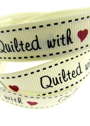 Bertie's Ivory "Quilted With Love" - 16mm Wide - Grosgrain - BTB040