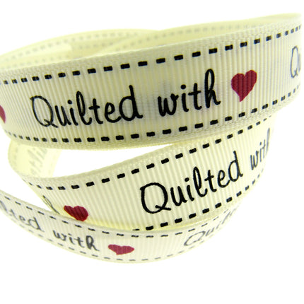 Bertie's Ivory "Quilted With Love" - 16mm Wide - Grosgrain - BTB040
