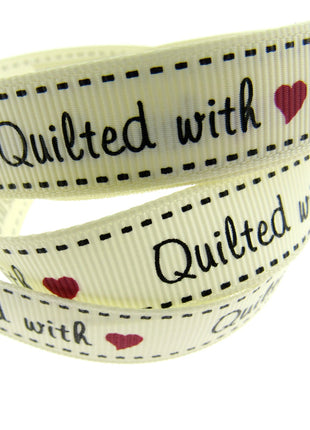 Bertie's Ivory "Quilted With Love" - 16mm Wide - Grosgrain - BTB040