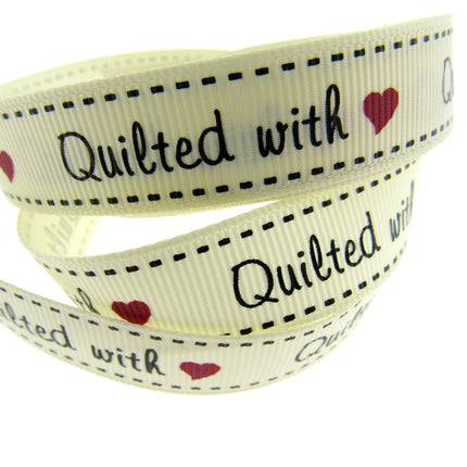 Bertie's Ivory "Quilted With Love" - 16mm Wide - Grosgrain - BTB040