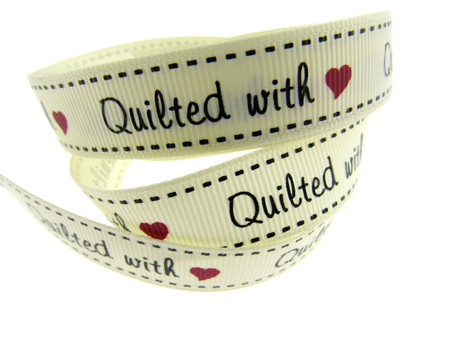 Bertie's Ivory "Quilted With Love" - 16mm Wide - Grosgrain - BTB040
