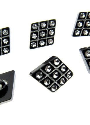 Black Diamante Buttons Diamond Shaped Shank Buttons 15mm/18mm/20mm - CX2