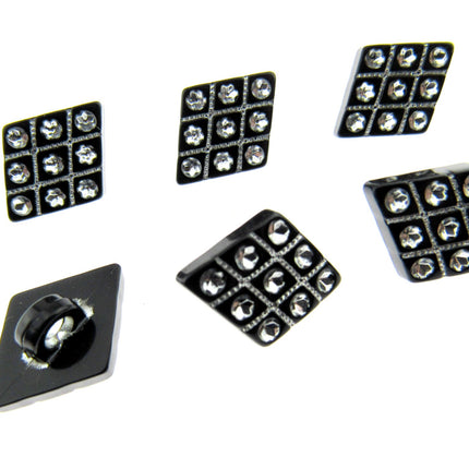 Black Diamante Buttons Diamond Shaped Shank Buttons 15mm/18mm/20mm - CX2