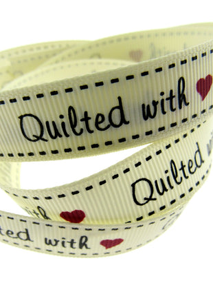 Bertie's Ivory "Quilted With Love" - 16mm Wide - Grosgrain - BTB040
