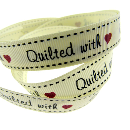 Bertie's Ivory "Quilted With Love" - 16mm Wide - Grosgrain - BTB040