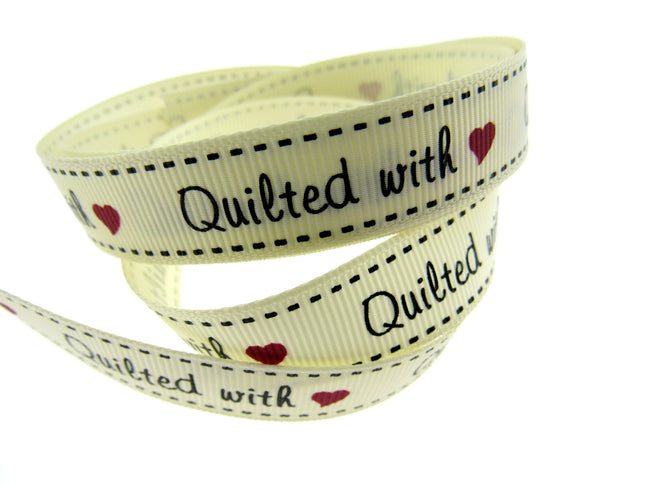 Bertie's Ivory "Quilted With Love" - 16mm Wide - Grosgrain - BTB040