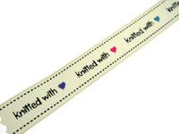Bertie's Ivory "Knitted With Love Heart" - 16mm Wide - Grosgrain - BTB013