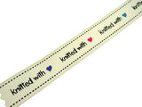 Bertie's Ivory "Knitted With Love Heart" - 16mm Wide - Grosgrain - BTB013