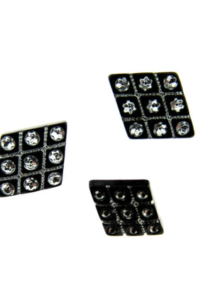 Black Diamante Buttons Diamond Shaped Shank Buttons 15mm/18mm/20mm - CX2
