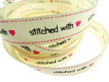 Bertie's Ivory "Stitched with Love" - 16mm Wide - Grosgrain - BTB014