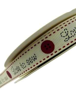 Bertie's Ivory "Love to Sew" - 16mm Wide - Grosgrain - BTB042
