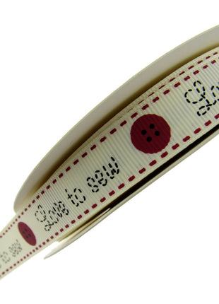 Bertie's Ivory "Love to Sew" - 16mm Wide - Grosgrain - BTB042
