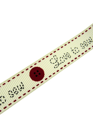 Bertie's Ivory "Love to Sew" - 16mm Wide - Grosgrain - BTB042