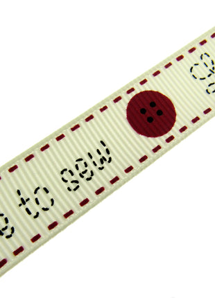 Bertie's Ivory "Love to Sew" - 16mm Wide - Grosgrain - BTB042