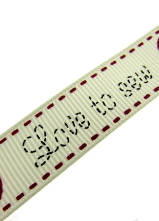 Bertie's Ivory "Love to Sew" - 16mm Wide - Grosgrain - BTB042
