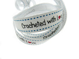 Bertie's White "Crochet With Love" - 16mm Wide - Grosgrain - BTB153