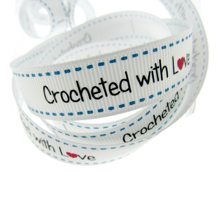 Bertie's Bows WHITE "Label" Grosgrain Ribbon - 16mm x 3m - Handmade, Knitted Etc - ThreadandTrimmings