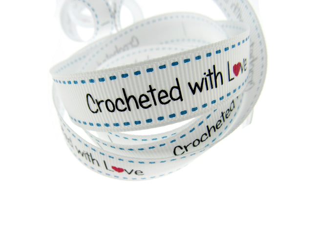 Bertie's Bows WHITE "Label" Grosgrain Ribbon - 16mm x 3m - Handmade, Knitted Etc - ThreadandTrimmings