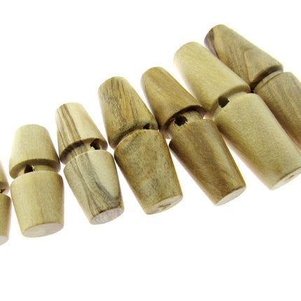 Olive Wood Toggles Made From Olive Wood Single Hole Toggle For Duffle Coats CW10 - ThreadandTrimmings