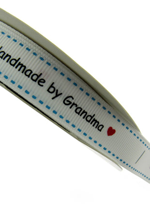 Bertie's White "Hand Made By Grandma" - 16mm Wide - Grosgrain - BTB157 - ThreadandTrimmings