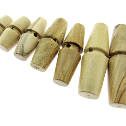 Olive Wood Toggles Made From Olive Wood Single Hole Toggle For Duffle Coats CW10 - ThreadandTrimmings