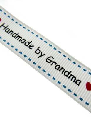 Bertie's White "Hand Made By Grandma" - 16mm Wide - Grosgrain - BTB157 - ThreadandTrimmings