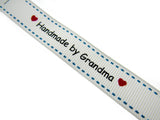 Bertie's White "Hand Made By Grandma" - 16mm Wide - Grosgrain - BTB157