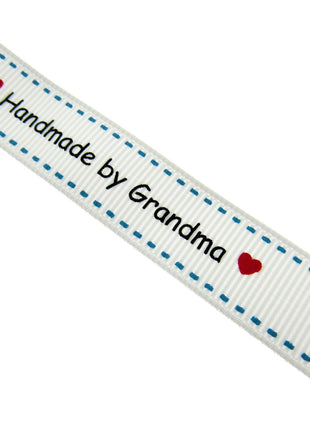 Bertie's White "Hand Made By Grandma" - 16mm Wide - Grosgrain - BTB157 - ThreadandTrimmings