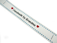 Bertie's White "Hand Made By Grandma" - 16mm Wide - Grosgrain - BTB157